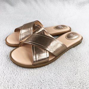 BP Women's Gold Backless Slip On Sandals Slides US Size 6.5